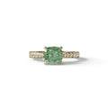 2 Carat Green Color Cushion Cut Lab Diamond Engagement Ring set - Leo - 10K Solid Gold / Yellow Gold