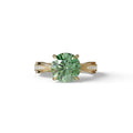 2.5 Carat Green Round Shaped Lab Diamond Ring V-Shank Pave Setting -Je t’adore - 10K Solid Gold / Yellow Gold