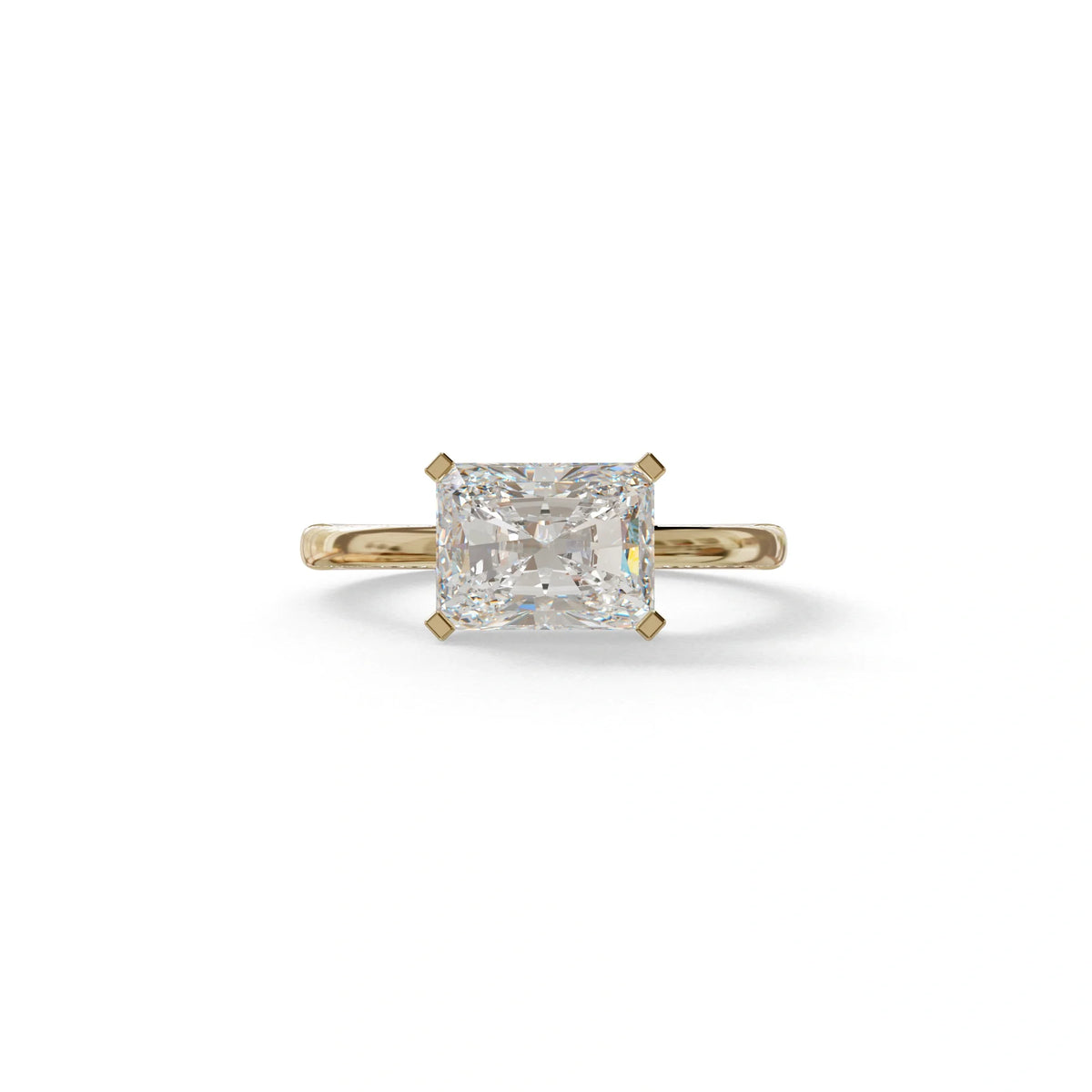 2.5 Ct Radiant Cut Lab Diamond In Pave-Chanel Setting Ring - Maxine - 10K Solid Gold / Yellow Gold