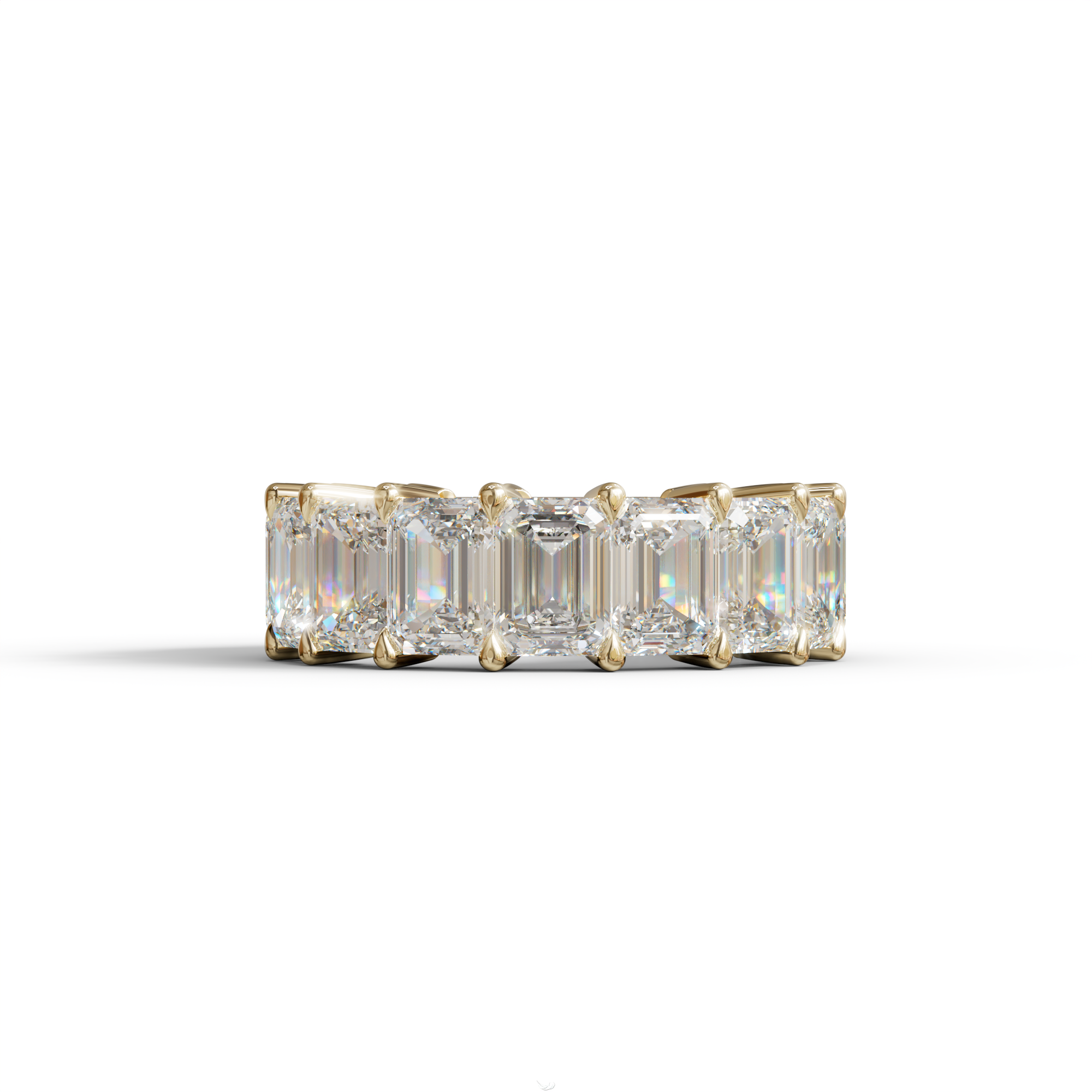 Lab‑Grown Emerald‑Cut Diamond Band – Classic Full‑Eternity Style - E-VVS - 10K Solid Gold / Yellow Gold
