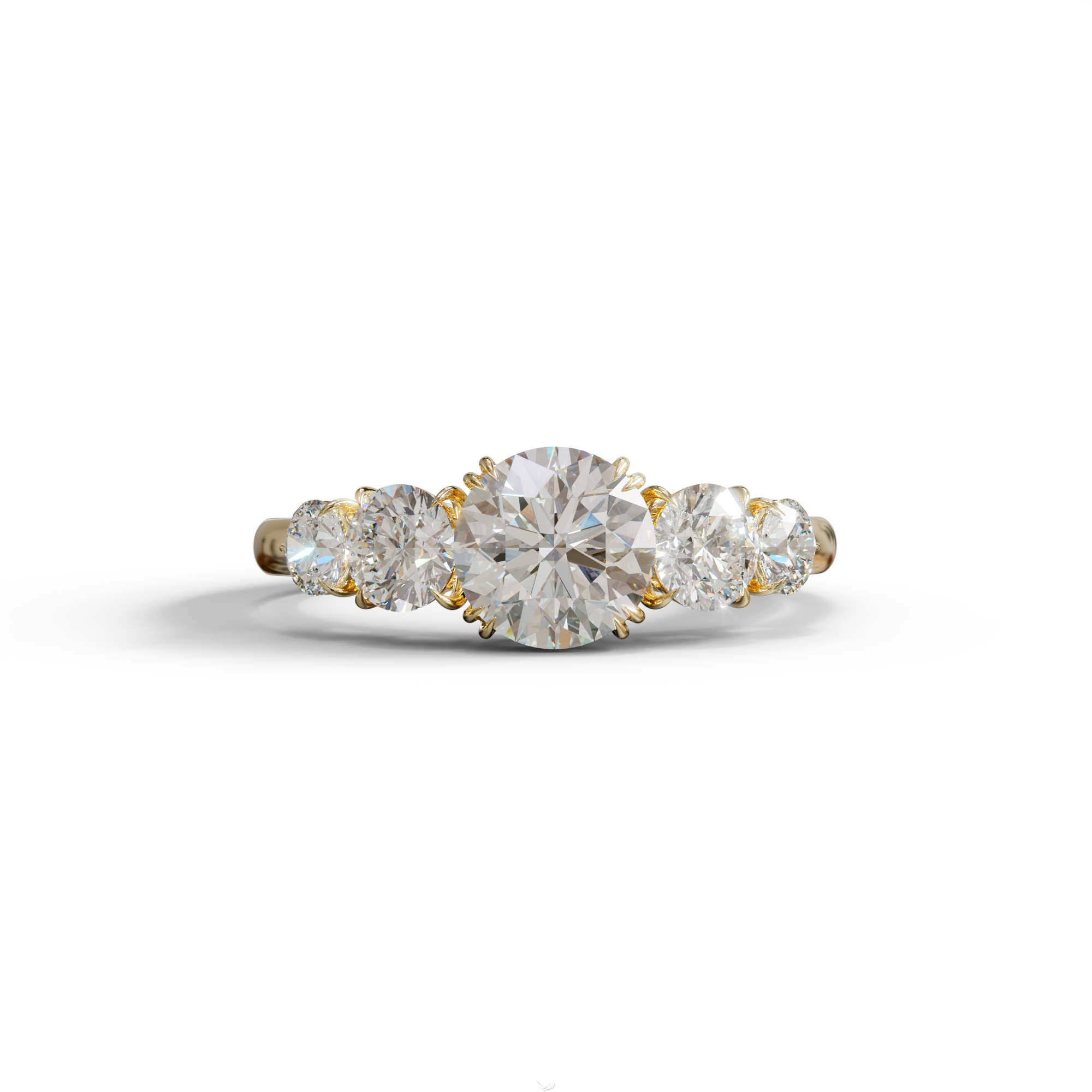 4 Carat Round Multi Stone Diamond Ring - Avia - 10K Solid Gold / Yellow Gold