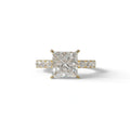 3 Carat E VVS Princess Cut Pave Lab Created Diamond Ring - Elysia - 10K Solid Gold / Yellow Gold
