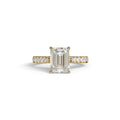 2 Carat E VVS Emerald Cut Hidden Halo & Pave Lab Diamond Ring - Siara - 10K Solid Gold / Yellow Gold