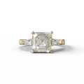 3 Carat E VVS Asscher & Baguette Cut Multi Stone Lab Diamond Ring - Brillante - 10K Solid Gold / Yellow Gold