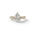2 Carat E VVS Pear Shaped Hidden Halo Lab Diamond Engagement Ring - Teardrop - 10K Solid Gold / Yellow Gold
