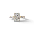3 Carat E VVS lab Grown Diamond Engagement Ring | Pave & Hidden HaloDiamond Setting - Lace Bridge - 10K Solid Gold