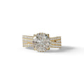 E VVS 2 Carat Round Cut Hidden Halo Lab & Pave Lab Diamond Ring - Je t’aime - 10K Solid Gold / Yellow Gold