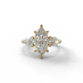 3 Carat E/VVS Marquise & Pear Cut Three Stone Lab Grown Diamond Engagement Ring - 10K Solid Gold / Yellow Gold