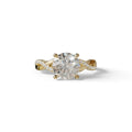 E VVS 3 Carat Round Cut Lab Diamond Ring - Infinity Cross - 10K Solid Gold / Yellow Gold