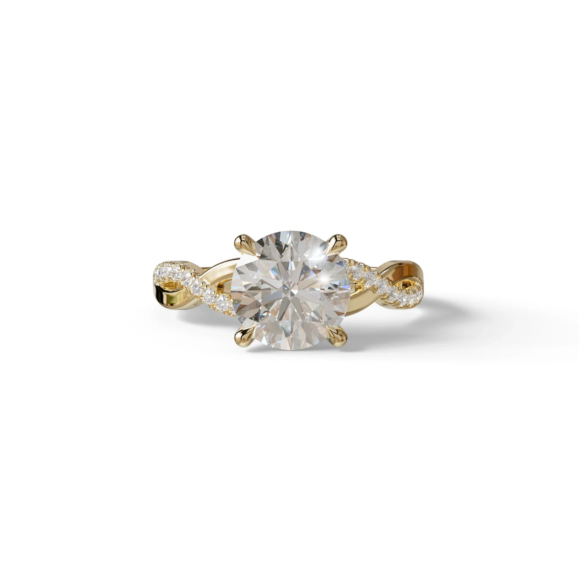 E VVS 3 Carat Round Cut Lab Diamond Ring - Infinity Cross - 10K Solid Gold / Yellow Gold