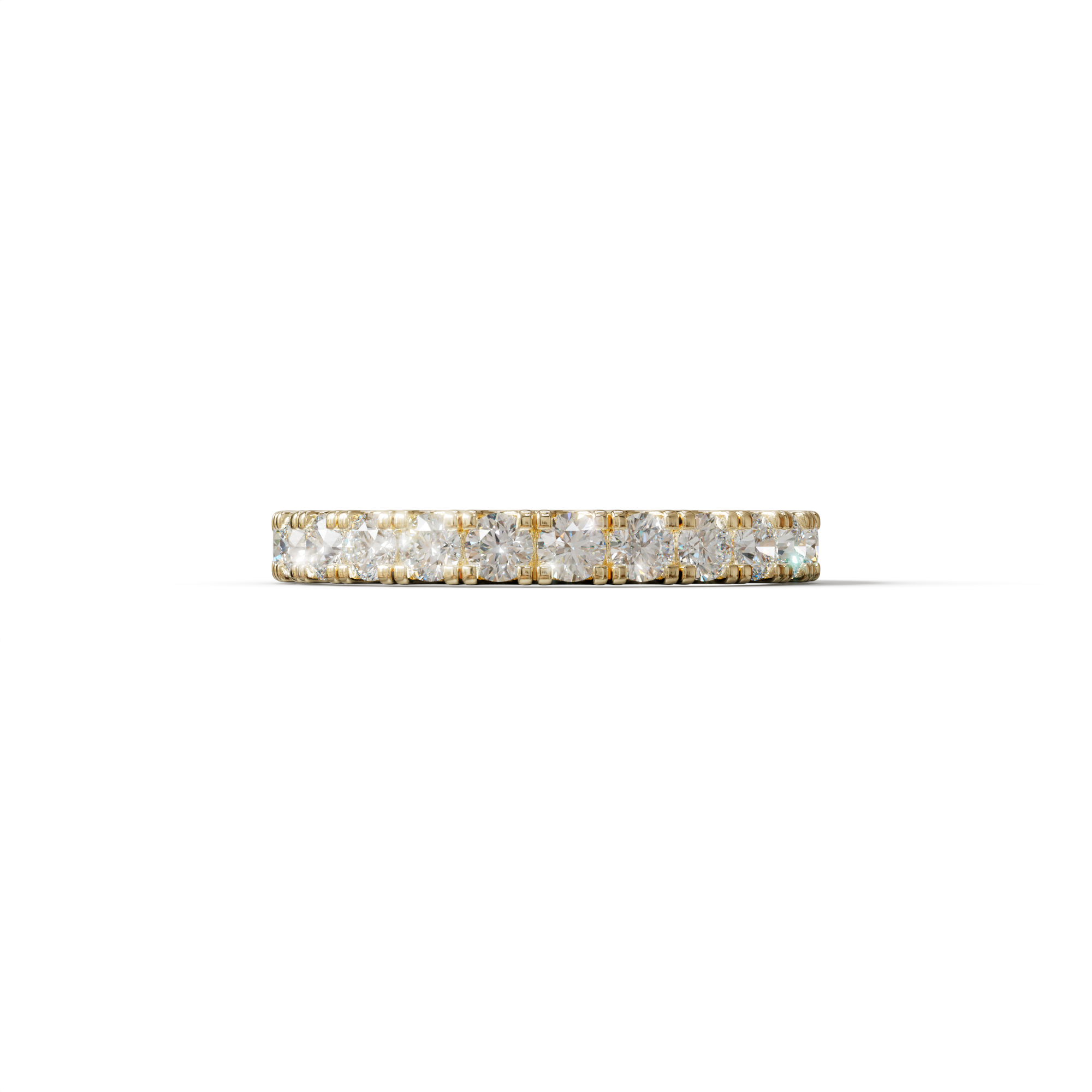 E/VVS Round Lab Grown Diamond Wedding Band - 13 Stone Pave Ring - 10K Solid Gold / Yellow Gold