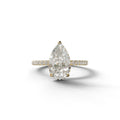 2 Carat E-VVS Pear Cut Hidden Halo & Pave Lab Diamond Ring - 10K Solid Gold / Yellow Gold