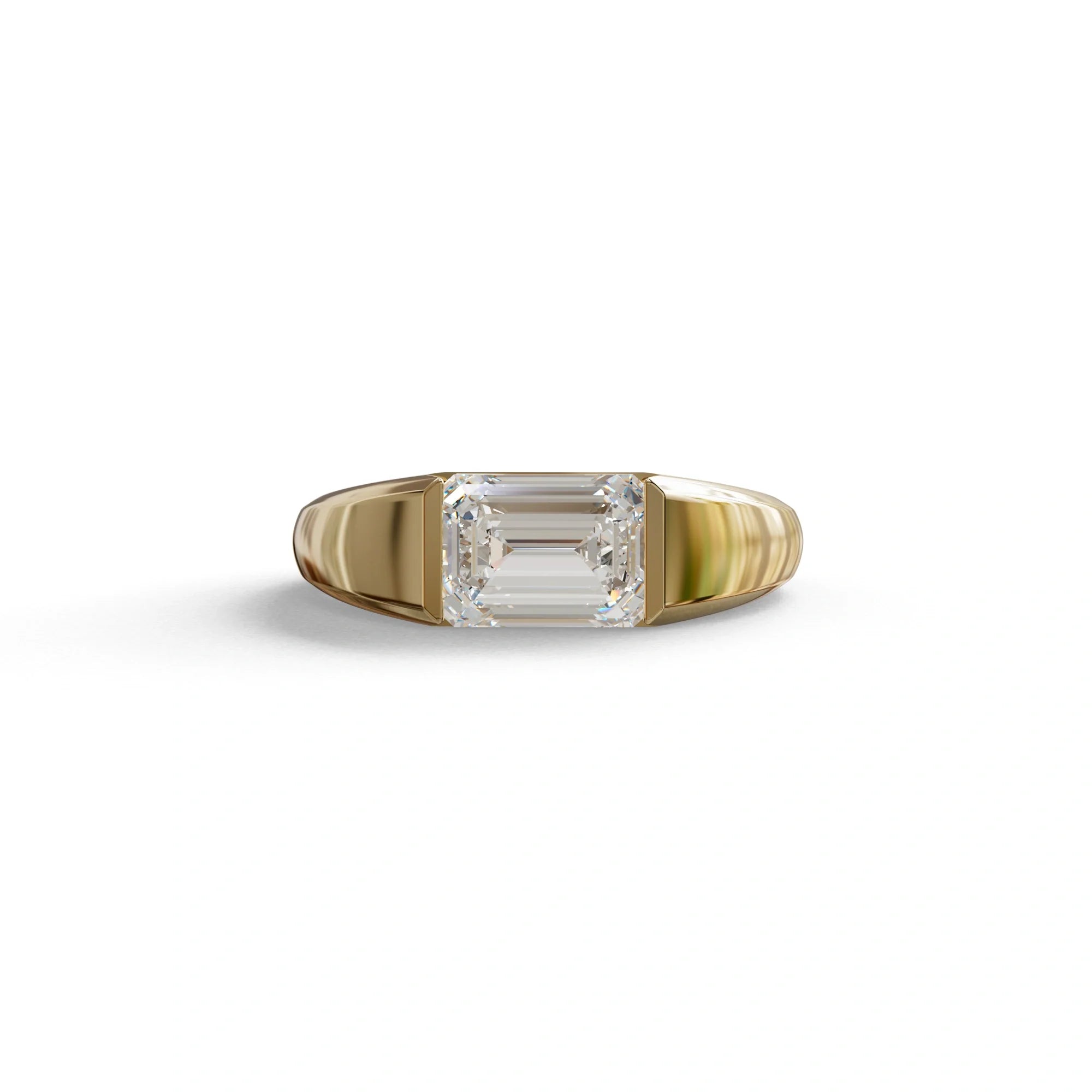 2 Carat E VVS Emerald Cut East West Lab Diamond Ring - Ashleen - 10K Solid Gold / Yellow Gold