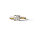 2 Carat E VVS Cushion Cut Lab Diamond Engagement Ring - Leo - 10K Solid Gold / Yellow Gold