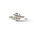 2.5 Carat Round Cut Hidden Halo & Pave Lab Grown Diamond Ring - Hyper Saga - 10K Solid Gold / Yellow Gold