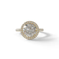 E VVS Round Cut Halo & Pave Lab Grown Diamond Engagement Ring - Flutura - 2 Carat / 10K Solid Gold / Yellow Gold