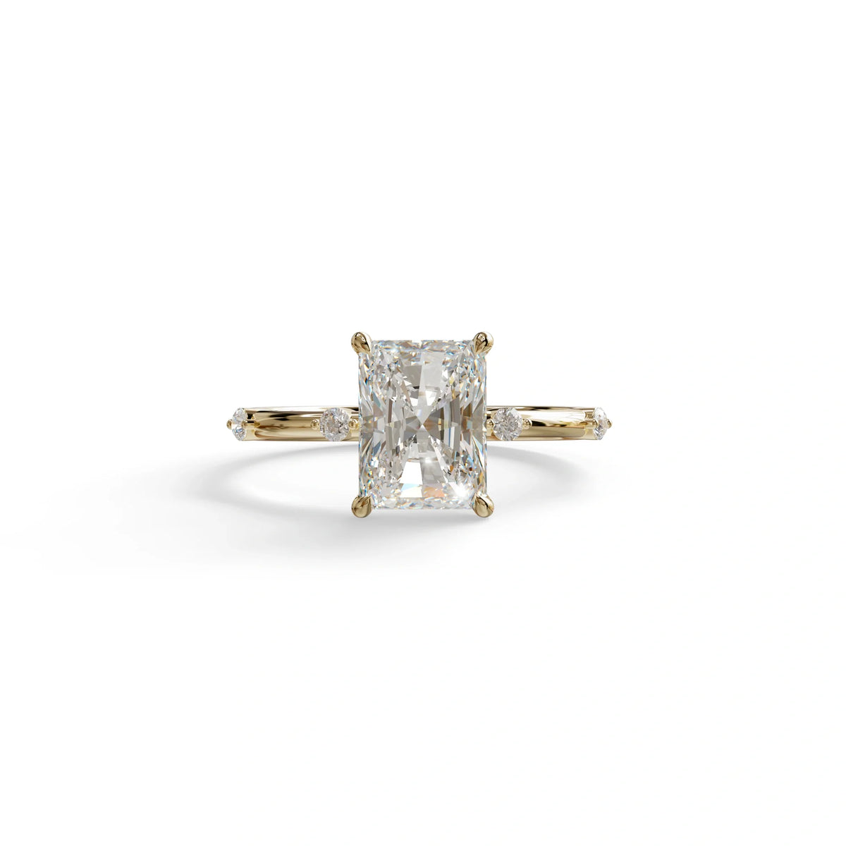2 Ct Radiant Cut Lab Grown Diamond Engagement Ring | Space-Chanel Setting - Elaria - 10K Solid Gold / Yellow Gold