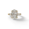 3 Carat E VVS Oval & Baguette Lab Diamond Ring - Persi - 10K Solid Gold / Yellow Gold