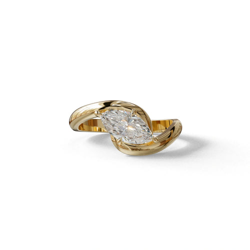 1 Carat E VVS Marquise Cut Lab Diamond Engagement Ring - Virgo - 10K Solid Gold / Yellow Gold