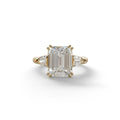 3 Carat E VVS Emerald & Baguette Cut Multi Stone Lab Diamond Ring - Lami - 10K Solid Gold / Yellow Gold