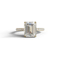3 Carat E-VVS Emerald Cut Lab Diamond In Hidden Halo & Pave Setting Ring - 10K Solid Gold / Yellow Gold