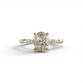2 Carat E-VVS Oval Cut Hidden Halo & Pave Lab Diamond Ring - Laina - 10K Solid Gold / Yellow Gold