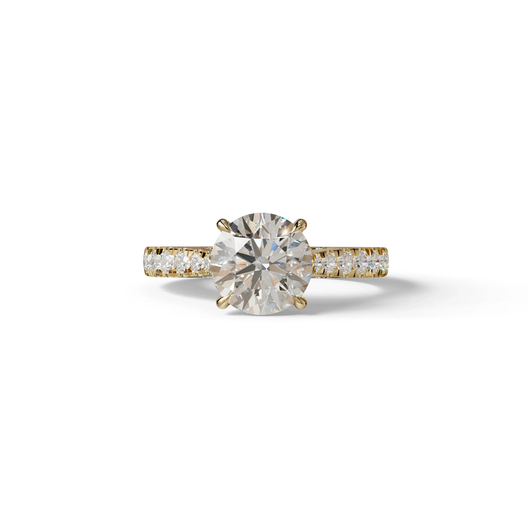 2 Carat Round Cut E VVS Lab Grown Diamond Engagement Ring | Hidden Halo & Pave setting - Brilliant - 10K Solid Gold
