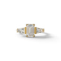 1.50 Carat E VVS Emerald With Tapered Cut Lab Grown Diamond Ring - Libra - 10K Solid Gold / Yellow Gold