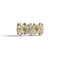 18K Gold Floral Eternity Band: Marquise Diamond & Round Diamond Full Eternity Band - 10K Solid Gold / Yellow Gold