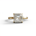 2.5 Carat E-VVS Asscher Cut Hidden Halo Setting Lab Grown Diamond Ring - 10K Solid Gold / Yellow Gold