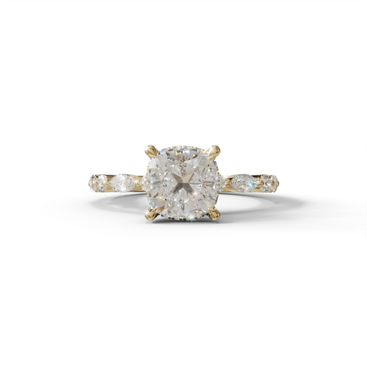 2 Carat E-VVS Cushion Cut Hidden Halo & Pave Lab Diamond Ring - Daisy