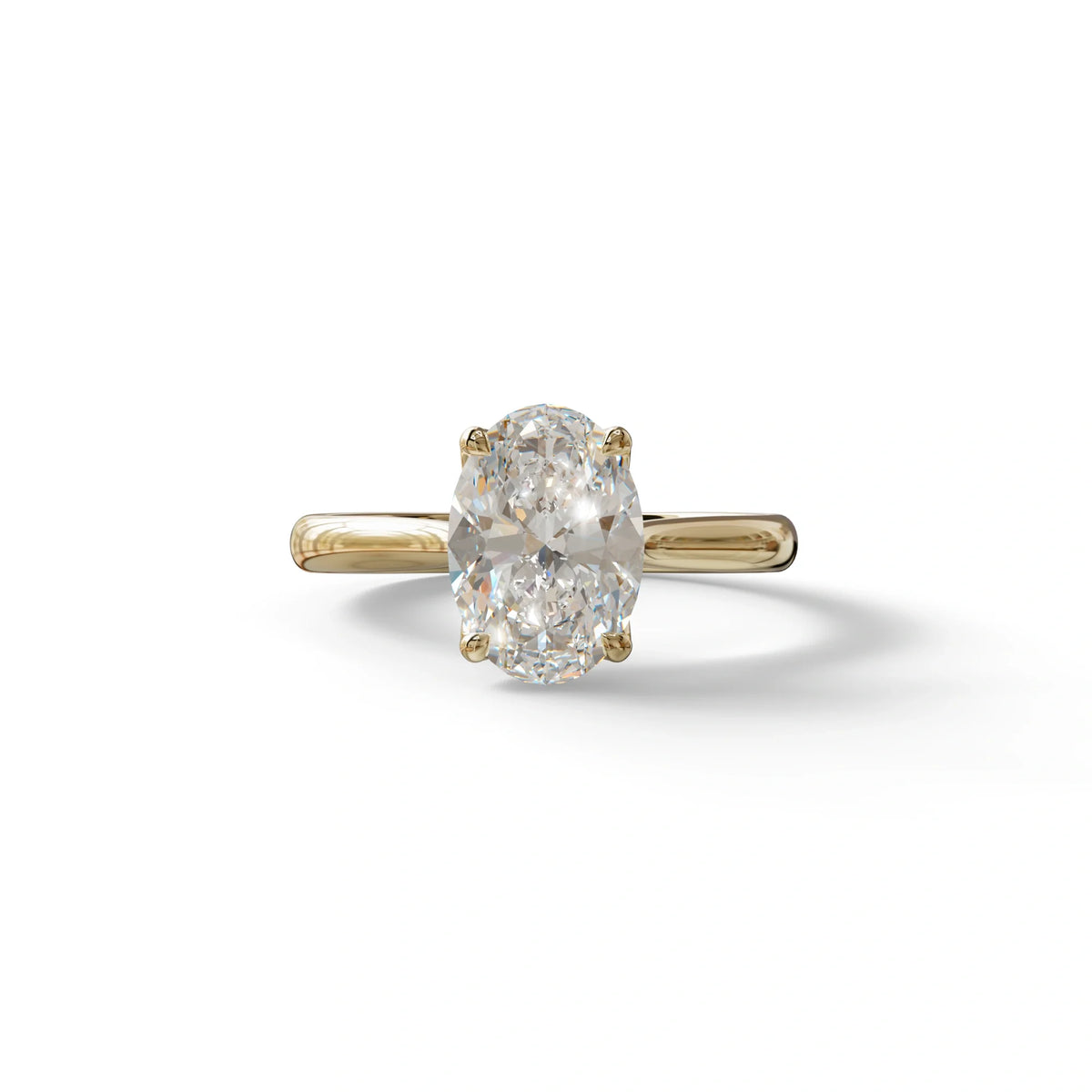 3 Carat Lab Grown Diamond Oval Cut Engagement Ring | Secret Blue Diamond- Eclipse - 10K Solid Gold / Yellow Gold