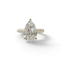 3 Carat Pear Shaped Hidden Halo Lab Diamond Engagement Ring - Alina - 10K Solid Gold / Yellow Gold