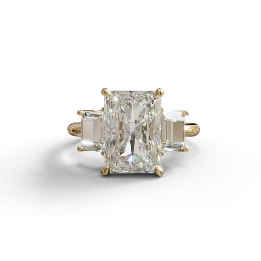 4 Carat Radiant & Trapezoid Three Stone Engagement Ring - Embrace