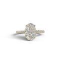 3 Carat E-VVS Oval Cut Hidden Halo & Pave Setting Lab Grown Diamond Ring - 10K Solid Gold / Yellow Gold
