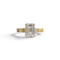 3 Carat bezel Set Emerald cut Lab Grown Diamond Solitaire Engagement Ring - Zelora - 10K Solid Gold / Yellow Gold