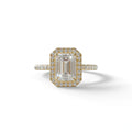 E-VVS Emerald Cut Halo & Pave Lab Grown Diamond Engagement Ring - Viola - 2 Carat / 10K Solid Gold / Yellow Gold