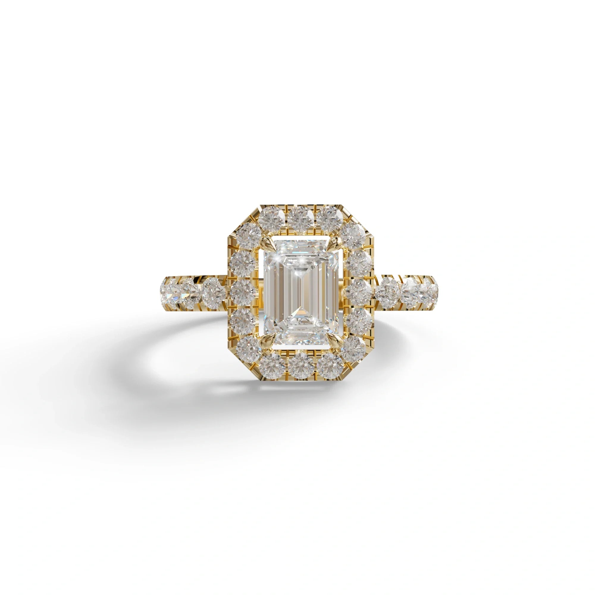 1 Carat Emerald cut lab Diamond Engagement Ring - Freesia - 10K Solid Gold / Yellow Gold