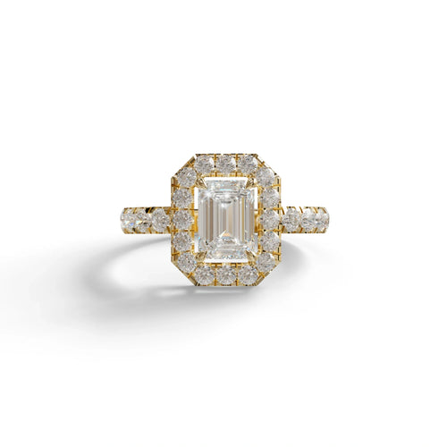 1 Carat Emerald cut lab Diamond Engagement Ring - Freesia - 10K Solid Gold / Yellow Gold