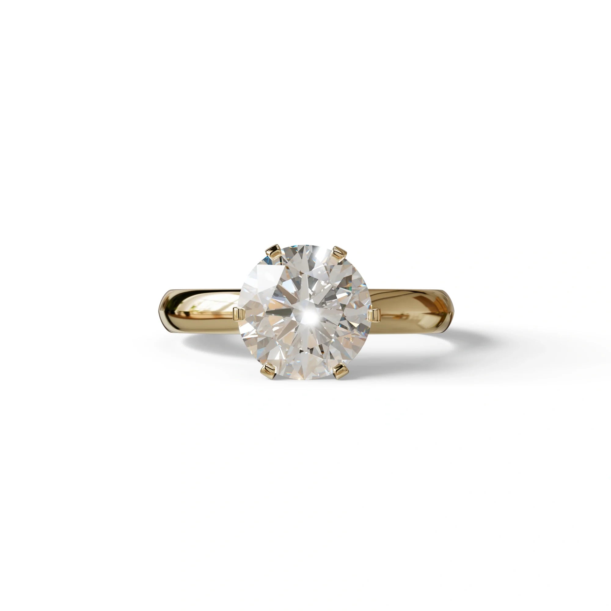 2 Carat E VVS Round Cut Solitaire Lab Diamond Ring - Fury - 10K Solid Gold / Yellow Gold