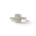 4 Carat Elongated Cushion Cut Lab Diamond Engagement Ring - Sandrine - 10K Solid Gold / Yellow Gold