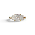 3 Ct E/VVS Colorless Asscher Cut Lab Diamond Double Claw Prong Setting - Celestial - 10K Solid Gold / Yellow Gold