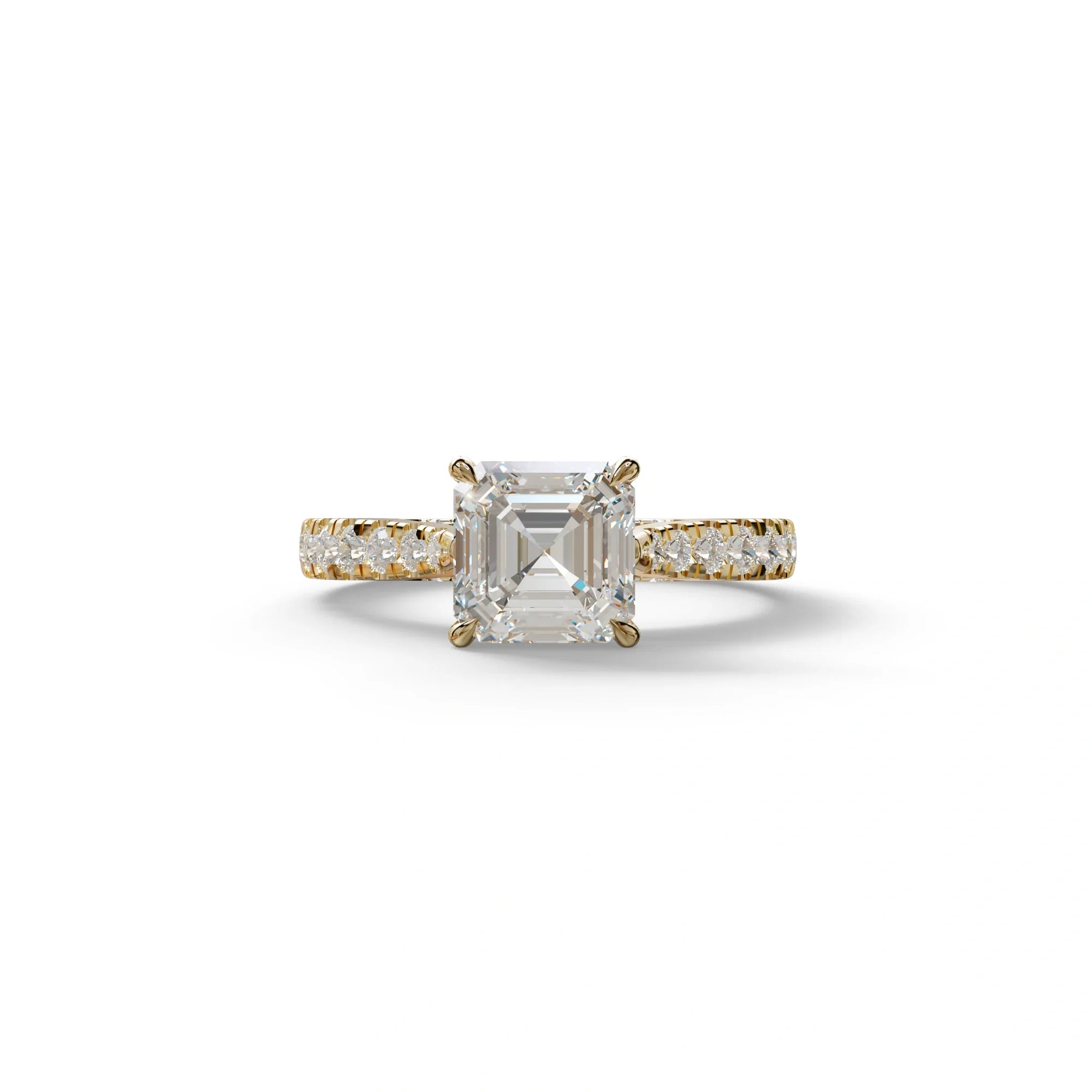 2 Carat E VVS Asscher Cut Lab Grown Diamond Engagement Ring | Hidden Halo & Pave - Kay - 10K Solid Gold / Yellow Gold
