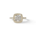 E-VVS Cushion Cut Halo & Pave Lab Grown Diamond Engagement Ring - Rosa - 2 Carat / 10K Solid Gold / Yellow Gold