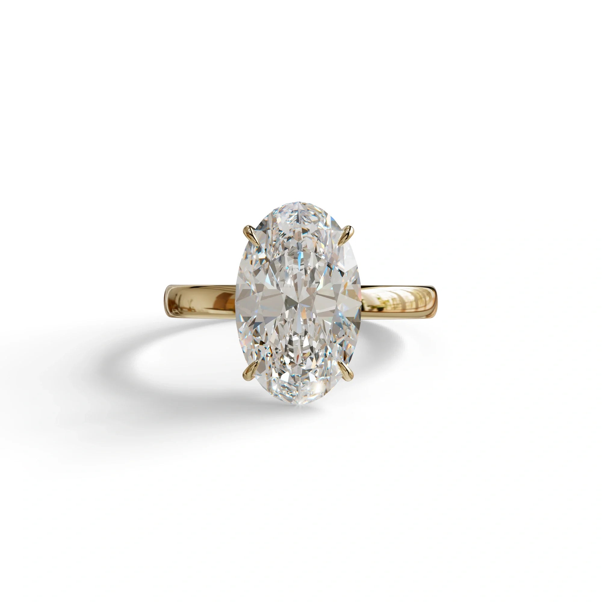 4 Carat Oval cut Lab Grown Diamond Solitaire Engagement Ring E VVS Diamond - Cadris - 10K Solid Gold / Yellow Gold