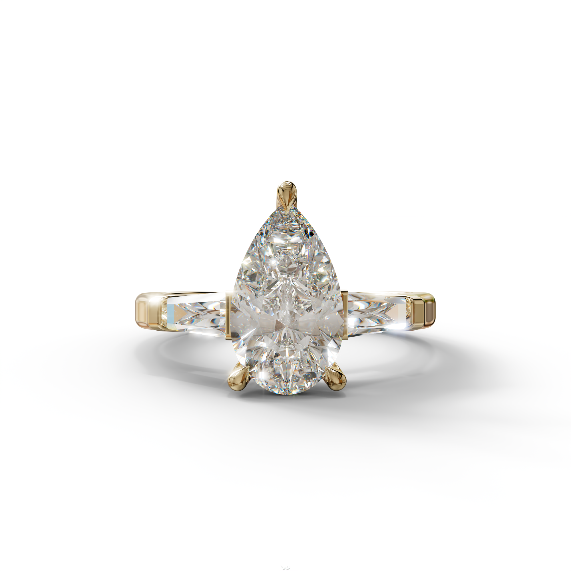 3.40ct E/VVS Pear & Tapered Baguette Three Stone Lab Diamond3.R4i0ncgt -E /BVeVlSl aPear & Tapered Baguette Three Stone