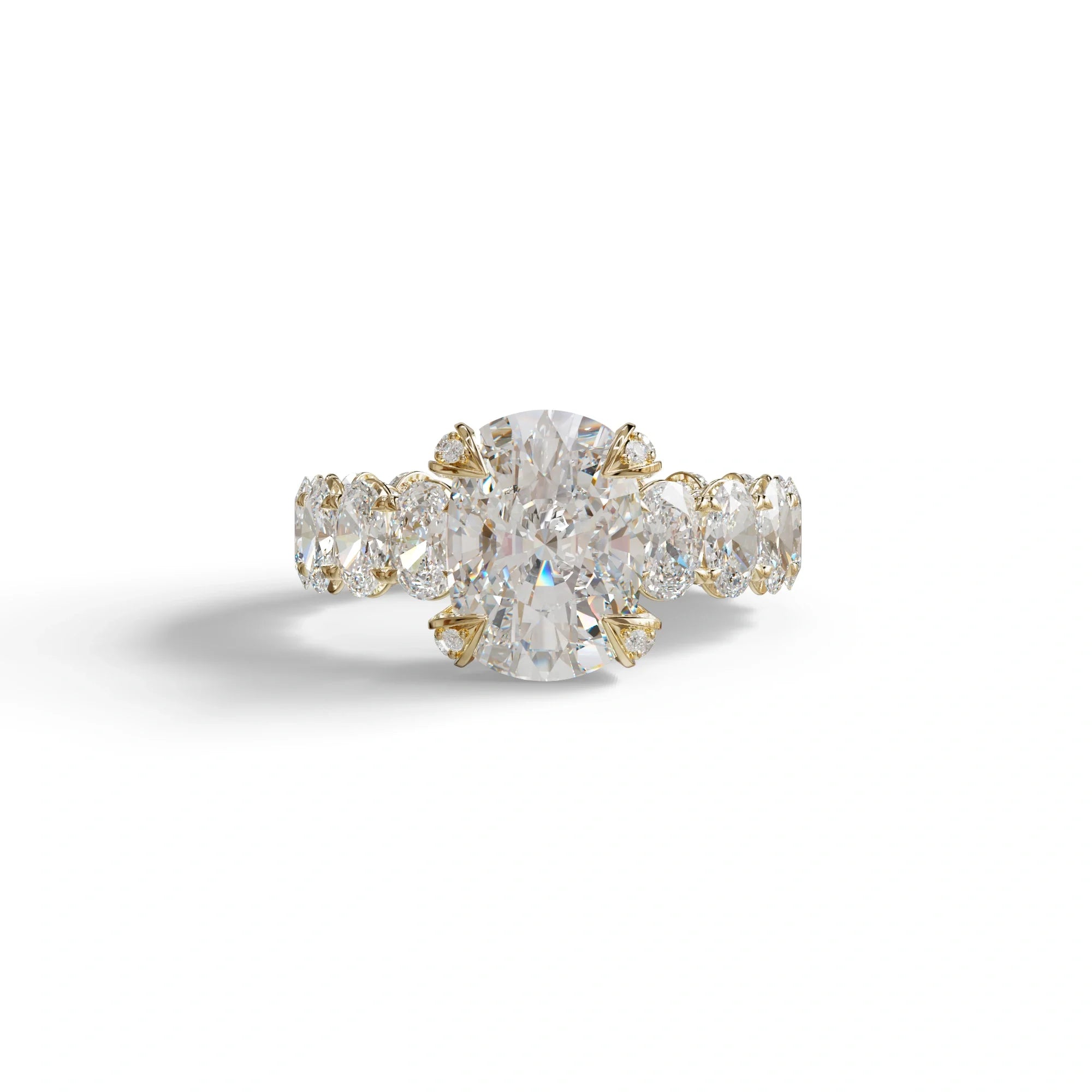 4 Carat E VVS Cushion Cut Full Eternity Lab Grown Diamond Ring - Enigma - 10K Solid Gold / Yellow Gold