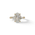 3Ct Oval Cut Lab Grown Diamond Three stone Engagement Ring - Myza - 10K Solid Gold / Yellow Gold