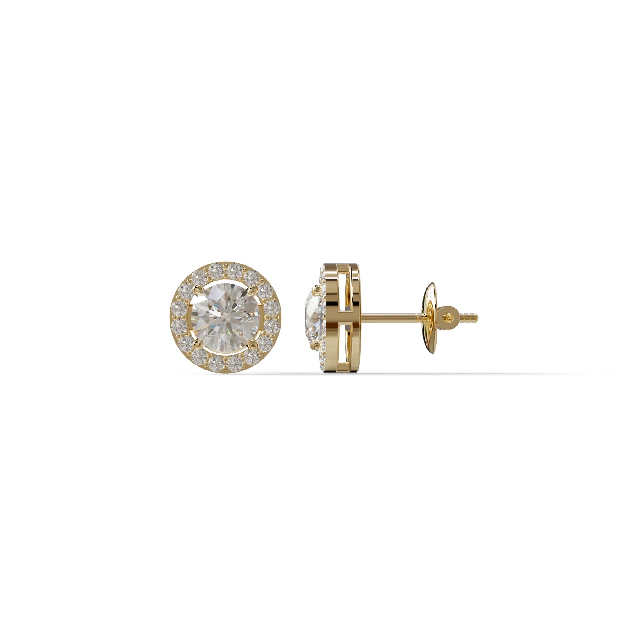 Ciera - Round Diamond Stud Earrings | Halo Setting | Certified