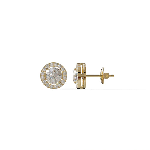 Ciera - Round Diamond Stud Earrings | Halo Setting | Certified